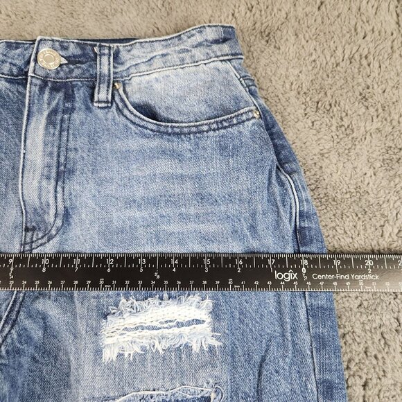 YMI Dream Fit High Waist Ankle Mom Jeans Womens JR's 7/28 Distressed Patched Y2K - Picture 4 of 10